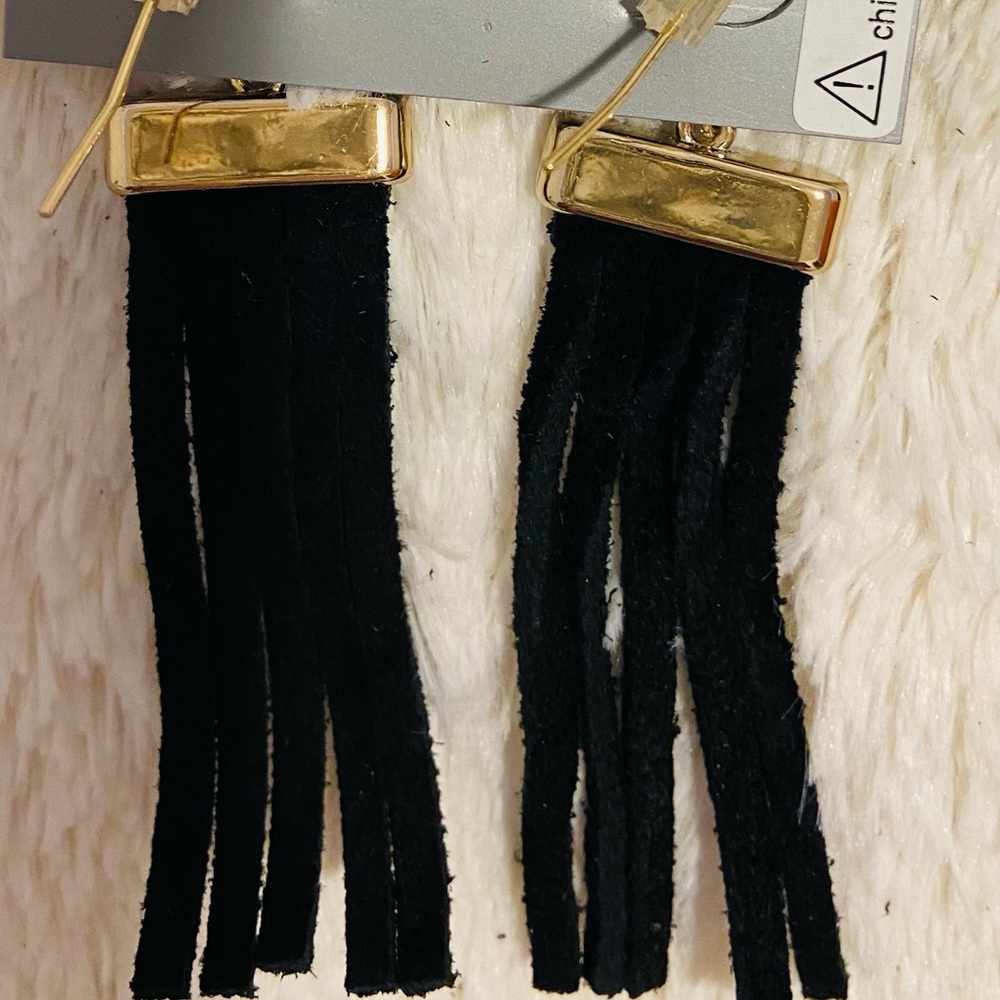 NEW: Long fringe earrings , tassel leather earrings.